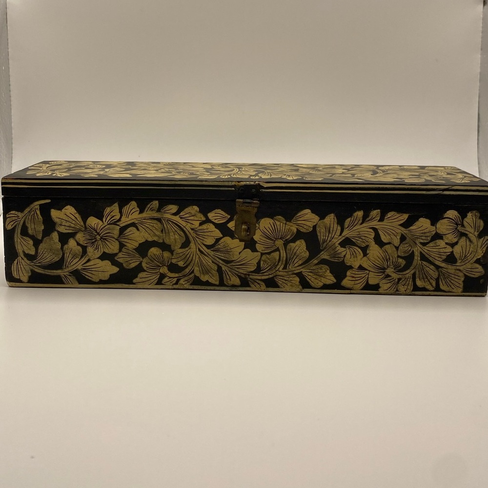Hand painted rectangular trinket box.